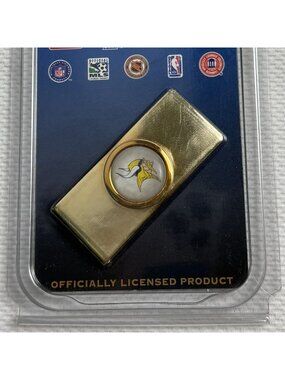 Minnesota Vikings Money Clip 24Kt Gold Plated Solid Brass NFL By Tag Express NEW